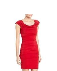 BCBGMAXAZRIA Sleeveless Sheath Dress With Ruching Red