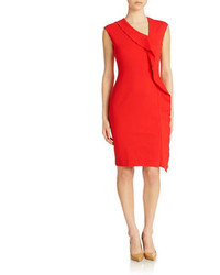 Anne Klein Cap Sleeve Cascade Ruffle Sheath Dress