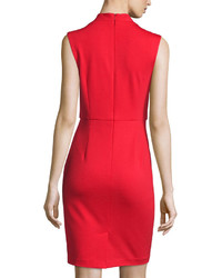 Car Car Marc Valvo Sleeveless Zip Trim Sheath Dress Bright Red