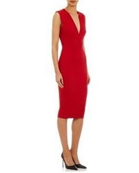 Victoria Beckham Dcollet Sheath Dress Red