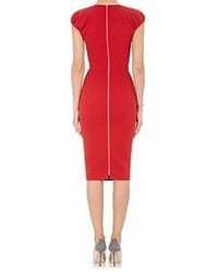 Victoria Beckham Double Crepe Fitted Sheath Dress Red