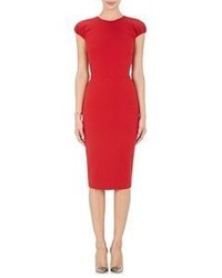 Victoria Beckham Double Crepe Fitted Sheath Dress Red