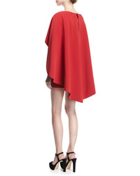 Alice + Olivia Neely Fitted Long Cape Sheath Dress