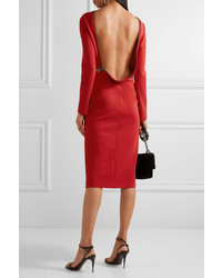 Tom Ford Open Back Zip Detailed Stretch Jersey Dress Red
