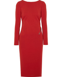 Tom Ford Open Back Zip Detailed Stretch Jersey Dress Red