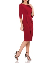 JS Collections Pleated Crepe Sheath Dress
