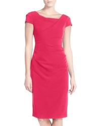 Adrianna Papell Ruched Matte Stretch Crepe Sheath Dress