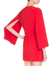 Givenchy Fitted Cape Sleeve Shift Dress Red