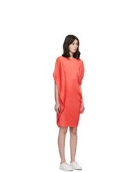 Pleats Please Issey Miyake Red Curved Pleats Dress
