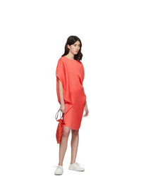 Pleats Please Issey Miyake Red Curved Pleats Dress