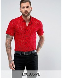Reclaimed Vintage Inspired Party Shirt In Reg Fit In Lace