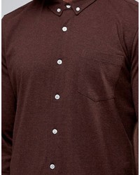 Asos Regular Fit Jersey Shirt In Dark Rust