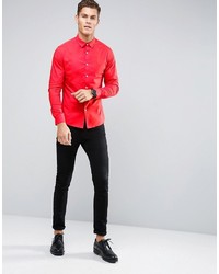 Asos Skinny Shirt In Red