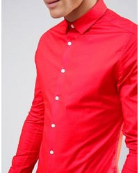 Asos Skinny Shirt In Red