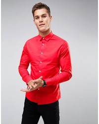 Asos Skinny Shirt In Red