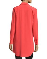 Equipment Brett Long Sleeve Silk Shirtdress Cherry Red