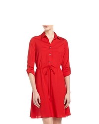 Hutch Long Sleeve Drawstring Shirtdress Deep Red