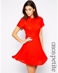 Asos Petite Shirt Dress With Pleated Skirt