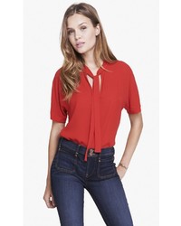 Express Tie Front Short Sleeve Blouse