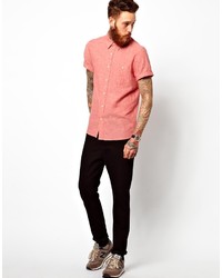 Asos Shirt In Short Sleeve With Linen Mix
