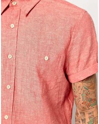 Asos Shirt In Short Sleeve With Linen Mix