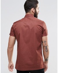 Asos Brand Military Shirt In Rust With Short Sleeves