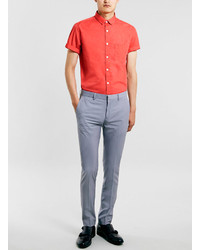 Topman Red Marl Short Sleeve Dress Shirt