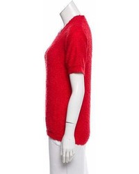 Oscar de la Renta Short Sleeve Textured Sweater