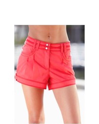 BODYFLIRT Button Hem Shorts In Red Size 12