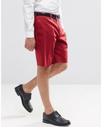Asos Brand Skinny Mid Length Tailored Shorts In Red