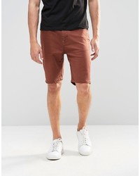 Asos Brand Slim Denim Shorts In Rust