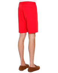Tomas Maier Flat Front Twill Shorts Red