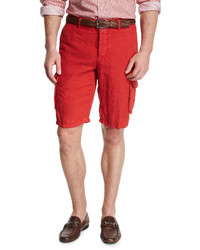 Kiton Linen Cargo Shorts Red