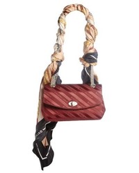 Balenciaga Small Lock Round Logo Shoulder Bag With Silk Scarf Red