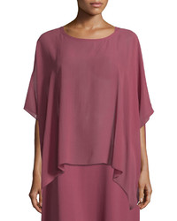 Eileen Fisher Short Sleeve Sheer Silk Box Top Plus Size