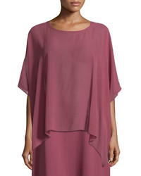 Eileen Fisher Short Sleeve Sheer Silk Box Top Plus Size