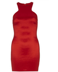 AX Paris Red Satin Cut In Neck Dress