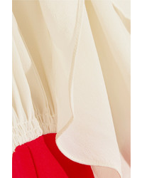 Miu Miu Ruffled Silk Crepe De Chine Mini Dress Red