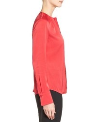 BOSS Banora2 Ruched Neck Stretch Silk Blouse