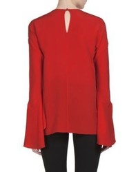 Givenchy Flare Sleeve Crepe De Chine Blouse