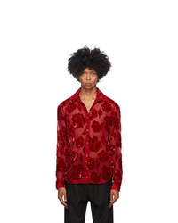 Dries Van Noten Red Silk Floral Shirt