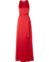 Diane von Furstenberg Silk Satin Wrap Maxi Dress