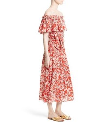 Rebecca Taylor Cherry Blossom Silk Off The Shoulder Dress