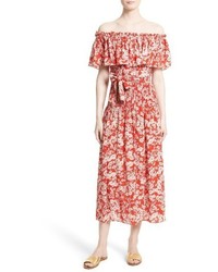 Rebecca Taylor Cherry Blossom Silk Off The Shoulder Dress