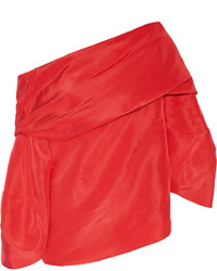 Red Silk Off Shoulder Top