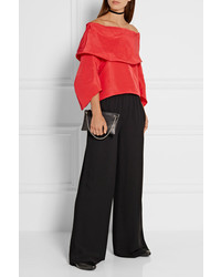 Rosie Assoulin Off The Shoulder Silk Faille Top Red
