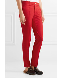 Gucci Stretch Wool And Silk Blend Straight Leg Pants Red