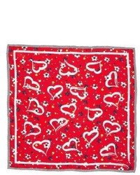 Marc Jacobs Hearts Flowers Square Silk Scarf