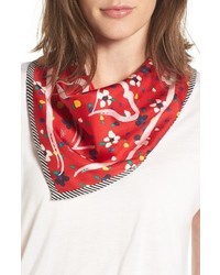 Marc Jacobs Hearts Flowers Square Silk Scarf