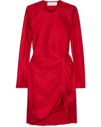 Michelle Mason Twisted Silk Satin Mini Dress
